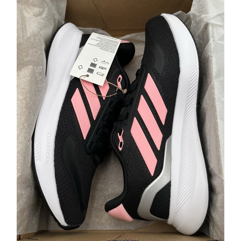 Adidas Runfalcon Youth Girls Running Shoes Size 4 Black-Coral Comfort Sneakers